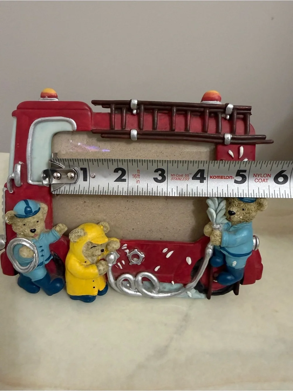 Beautiful Kids Picture Frame Fire Engine with 2 bears holds 4.5” x 3” picture